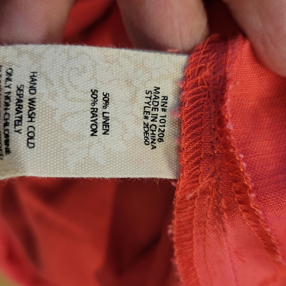 Soft Surroundings Medium orange button down top linen blend - Picture 5 of 6